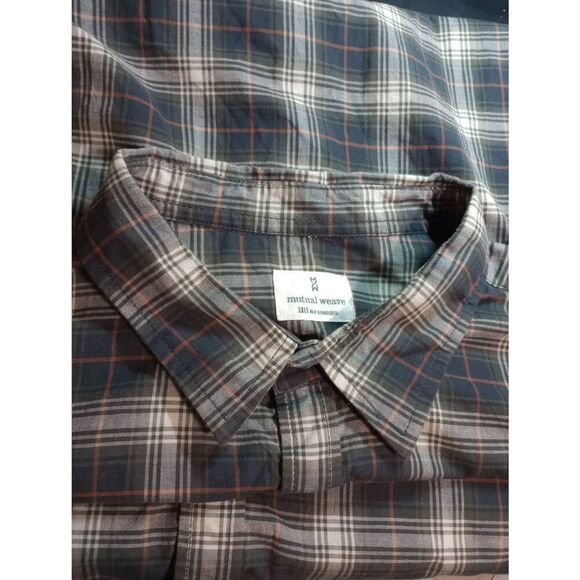 Mutual Weave Shirt Men's 3xl Tall Navy Tan Button Front Long Sleeve - Picture 5 of 8